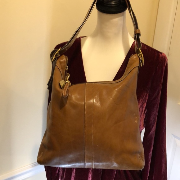COACH Bleeker Legacy Signature Saddle Brown Leather Slim Duffle Crossbody Bag - Picture 5 of 15
